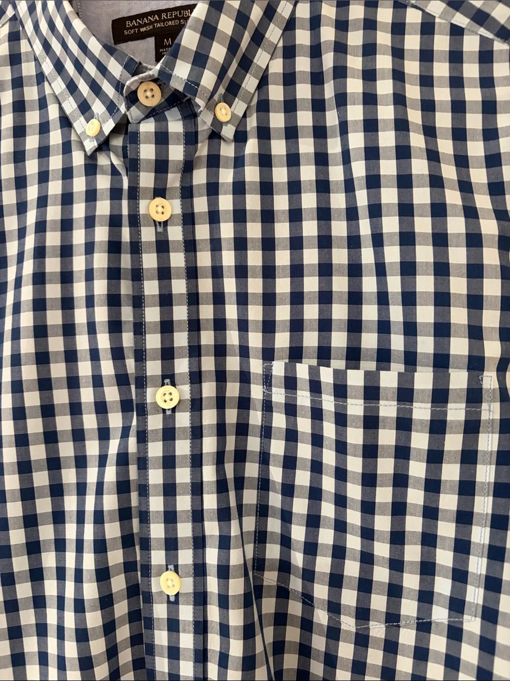 Banana Republic Blue and light blue Gingham Button-Down Shirt